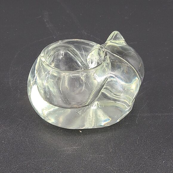 Vintage Avon Glass Sleeping Cat and Squirrel Votive Candle Holders - Picture 6 of 8
